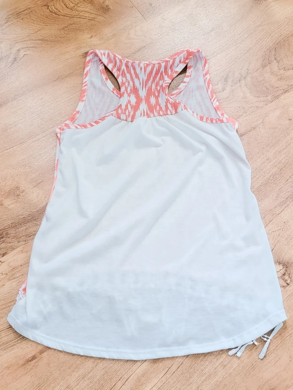 btween Coral and White Printed Camisole with Crochet Fringe Kids Size 14/16